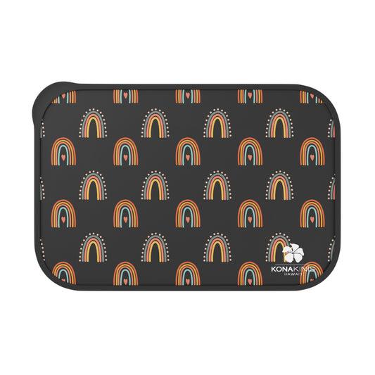 PLA Bento Box with Band and Utensils - Retro Rainbow