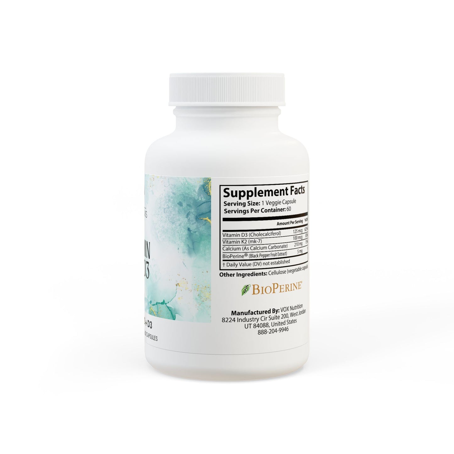 Vitamin K2 + D3 Supplement (60 Capsules)