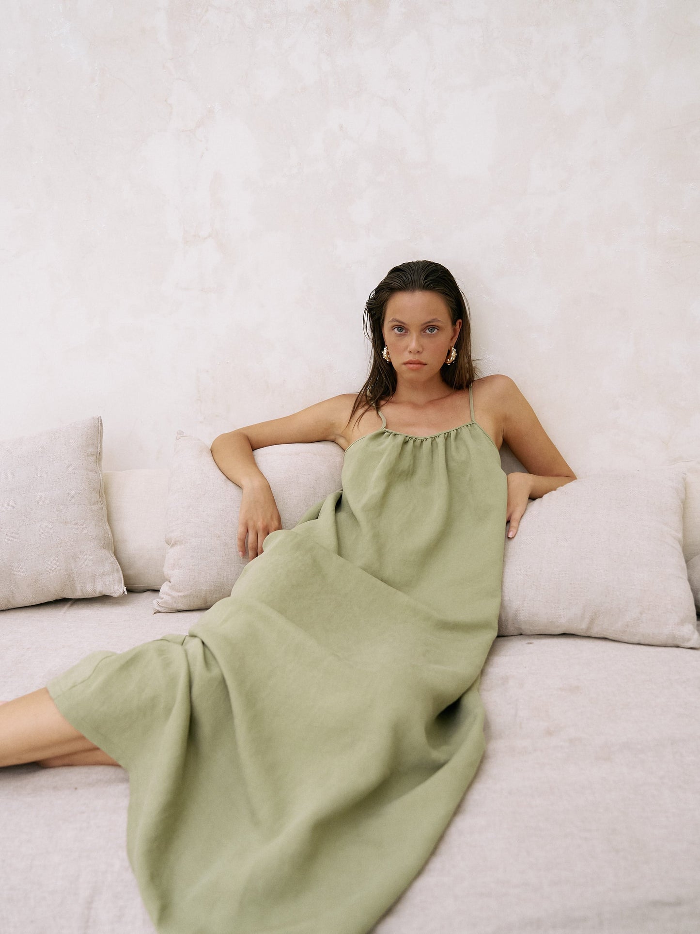 Bliss Flow Maxi Dress - Khaki Green