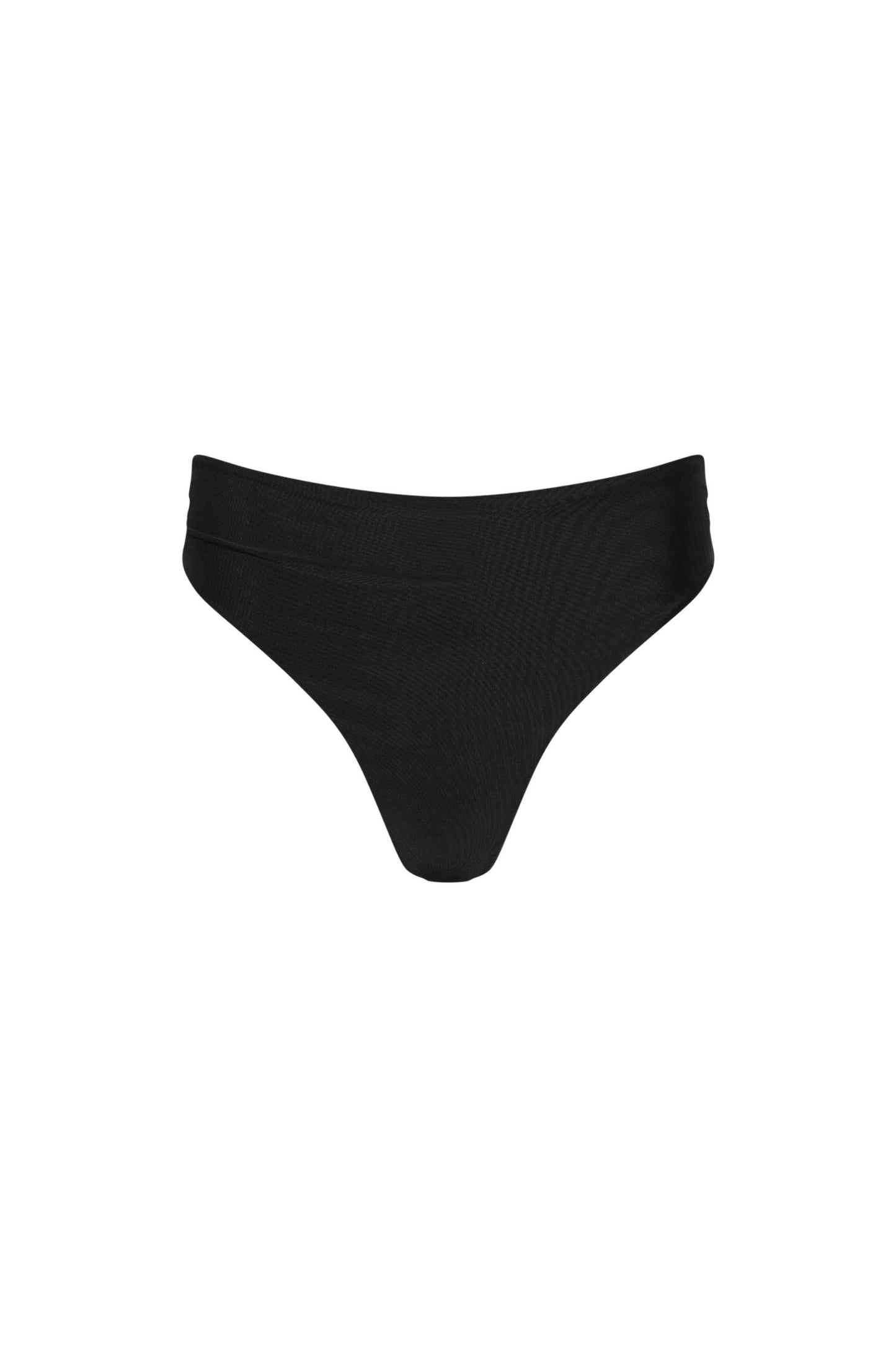 Capri Ruched High Waist Thong Bikini Bottom Black