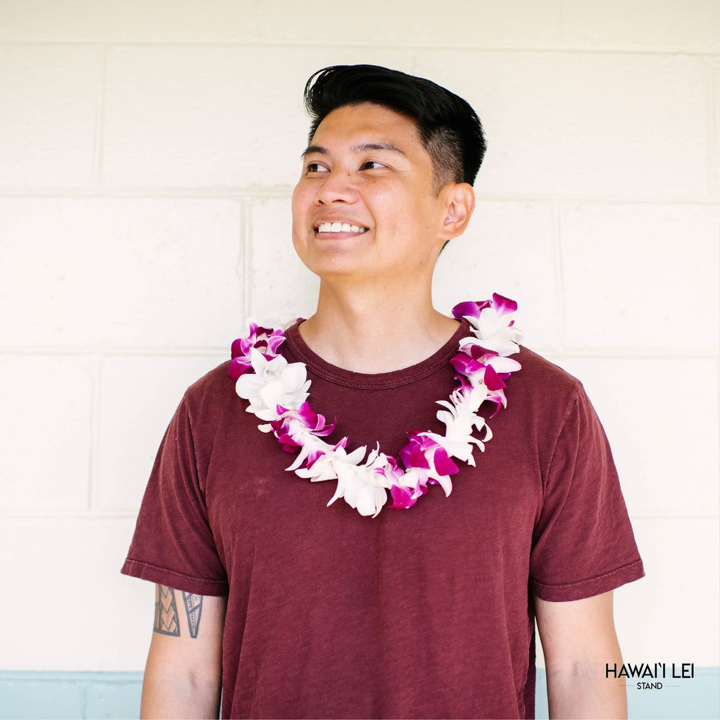 Deluxe Orchid Lei (Purple & White)
