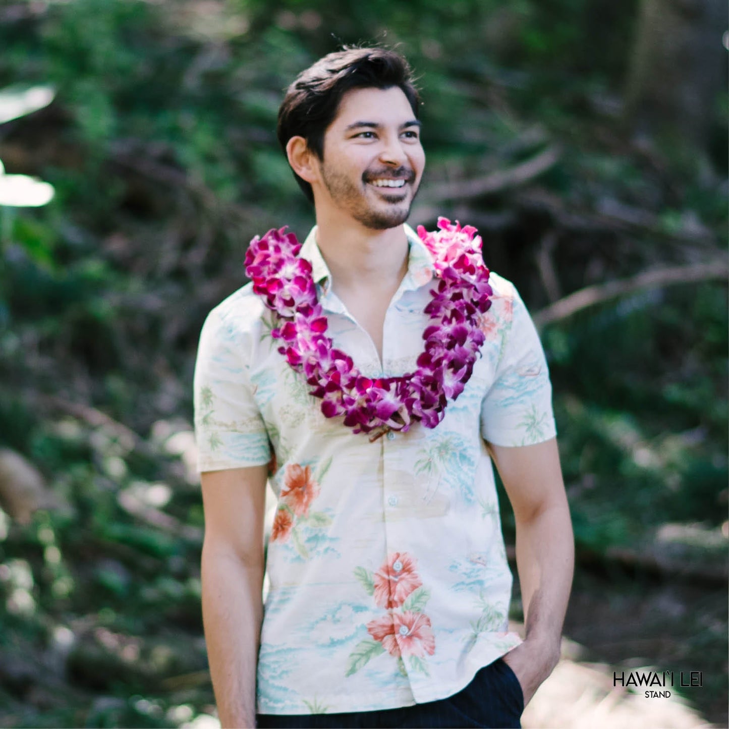 Paradise Triple Orchid Lei (Purple)