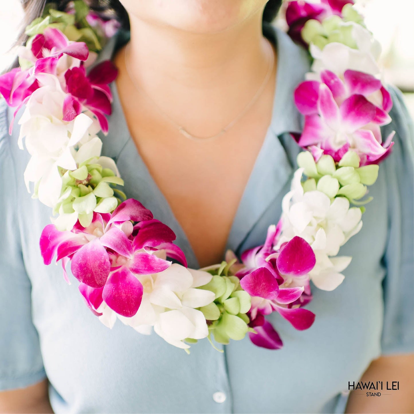 Paradise Triple Orchid Lei (Multi-Color)