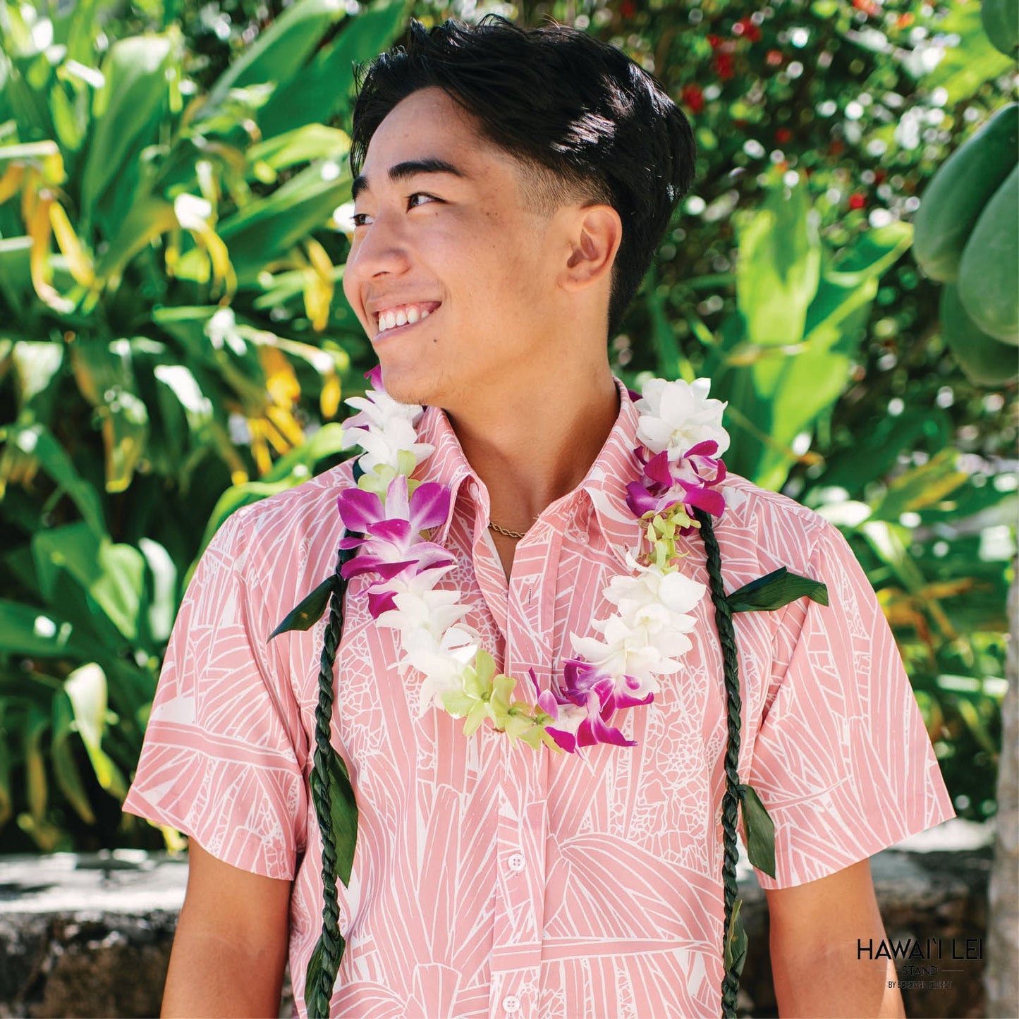 Deluxe Orchid Lei - Multi (Purple, Green & White)