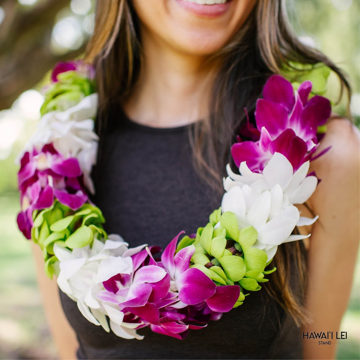 Paradise Triple Orchid Lei (Multi-Color)