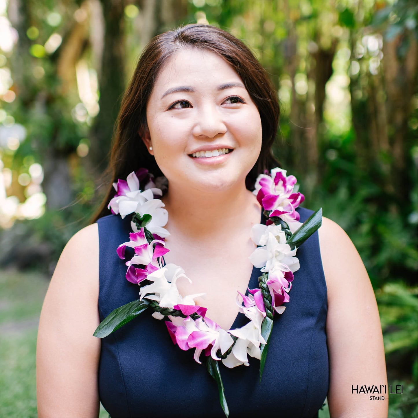 Deluxe Orchid Lei (Purple & White)