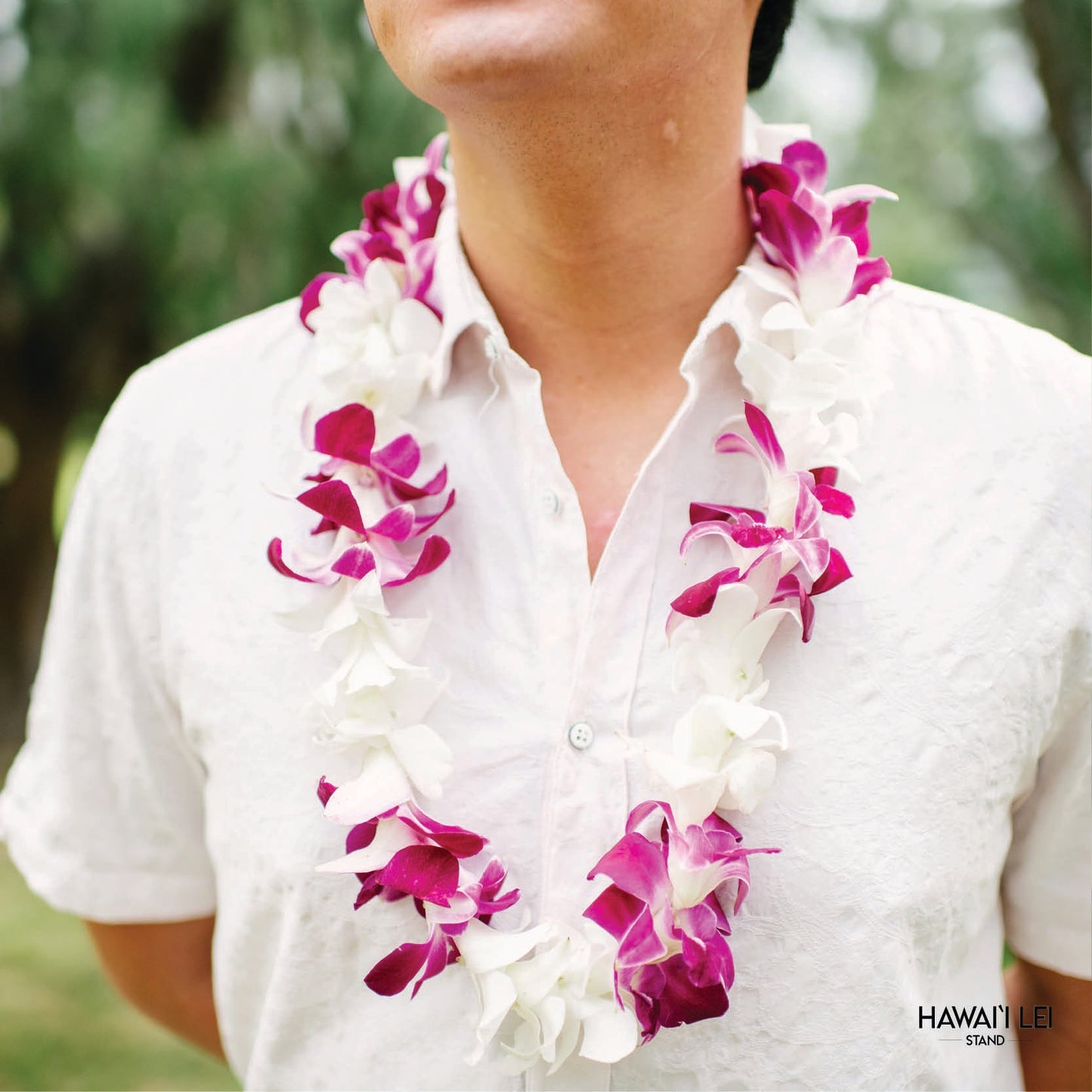 Deluxe Orchid Lei (Purple & White)