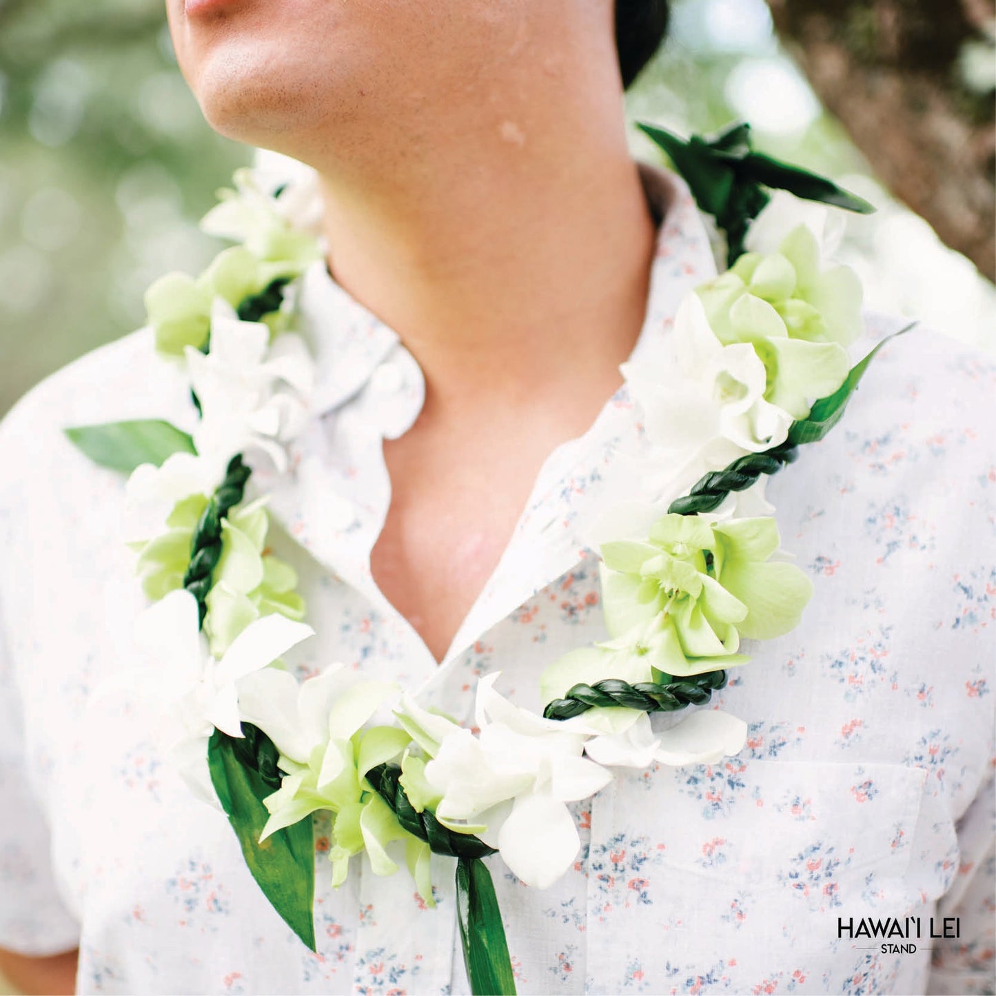 Orchid Wrapped With Ti Leaf Lei