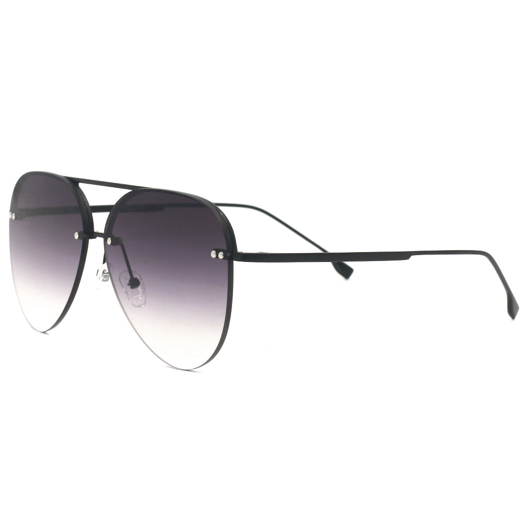 Megan 2 - Faded Black Metal Aviator Sunglasses