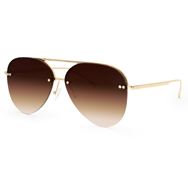 Smaller Megan 2 - Faded Brown Metal Aviator Sunglasses