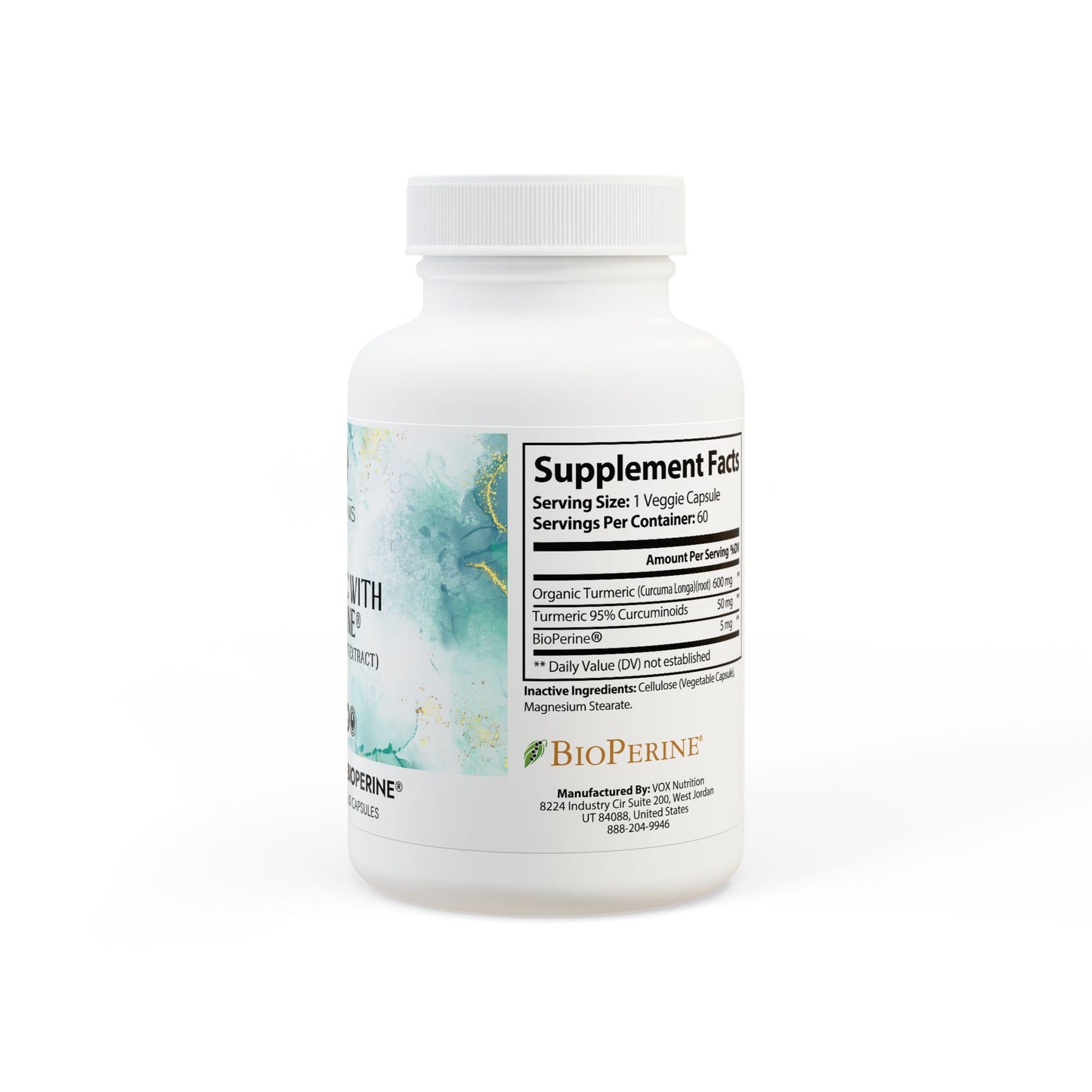 Turmeric with BioPerine® (Black Pepper Fruit Extract) Supplement (60 Capsules)