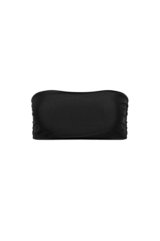 Capri Ruched Bandeau Bikini Top Black