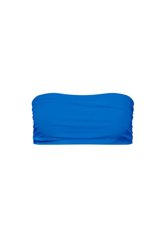 Capri Ruched Bandeau Bikini Top Blue