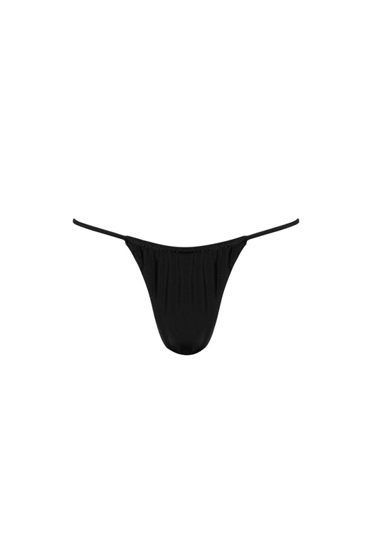 Capri Ruched String Bikini Bottom Black