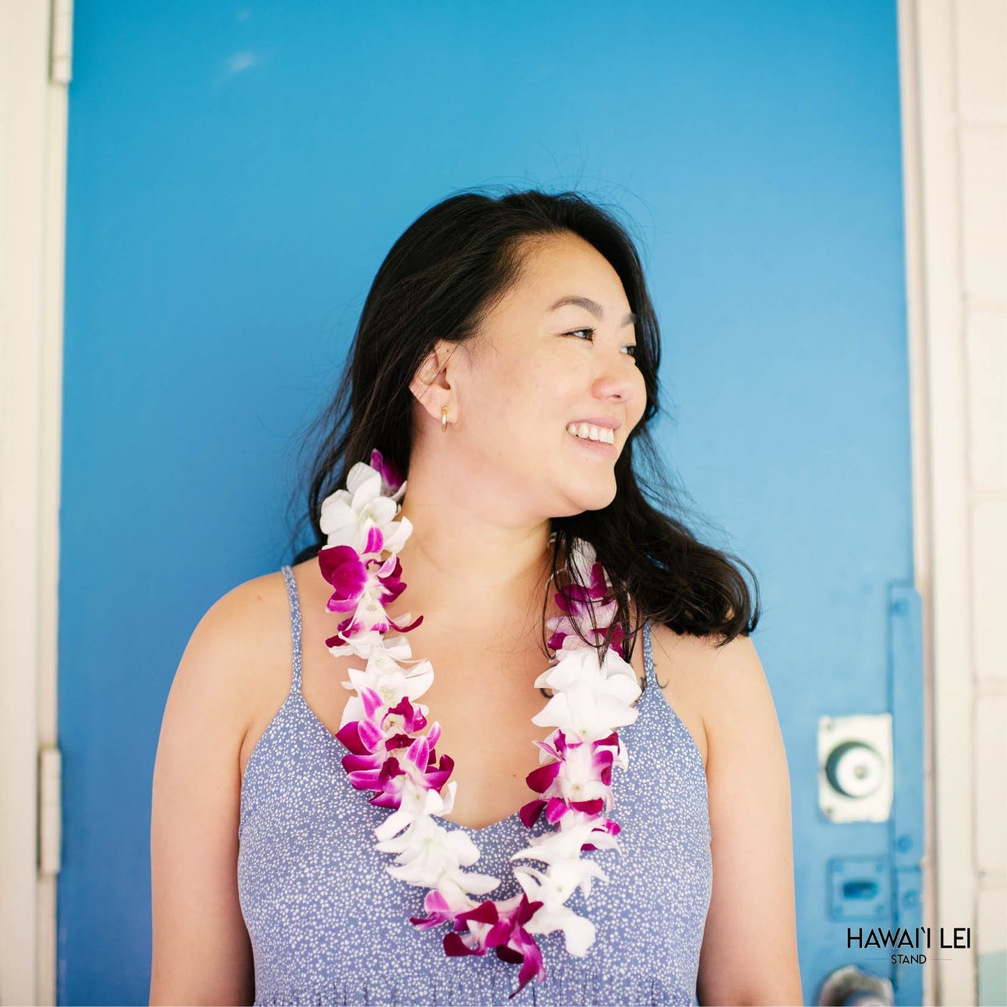 Deluxe Orchid Lei (Purple & White)