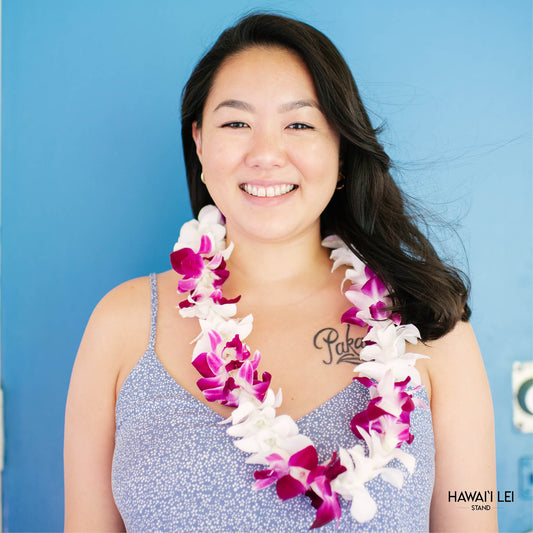 Deluxe Orchid Lei (Purple & White)