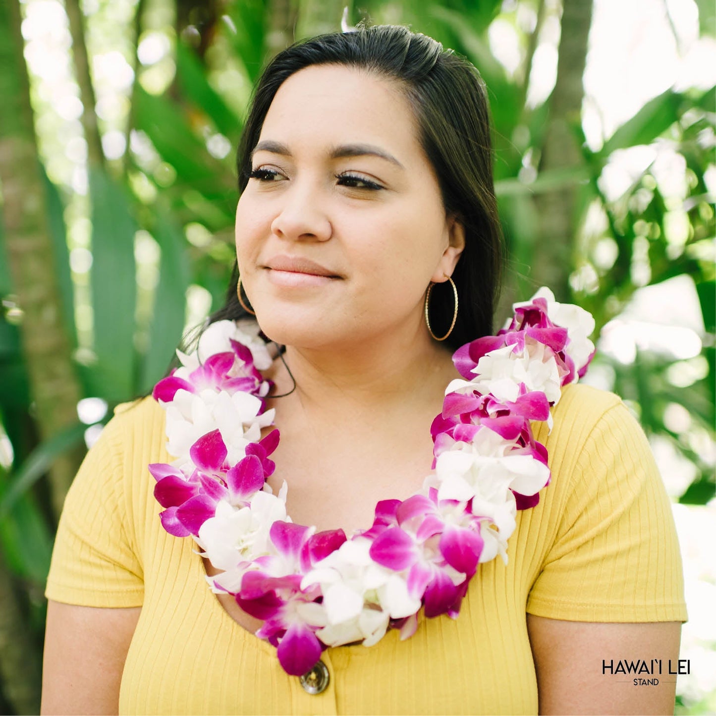 Paradise Triple Orchid Lei (Purple & White)