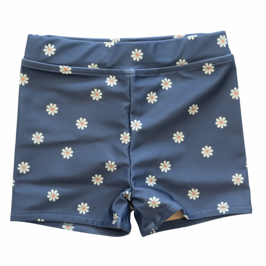 Kids Navy Daisy Swim Trunks