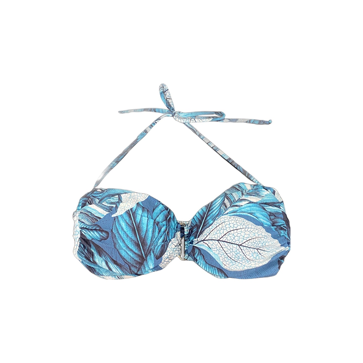 Blue Leaf Bandeau Bikini Top