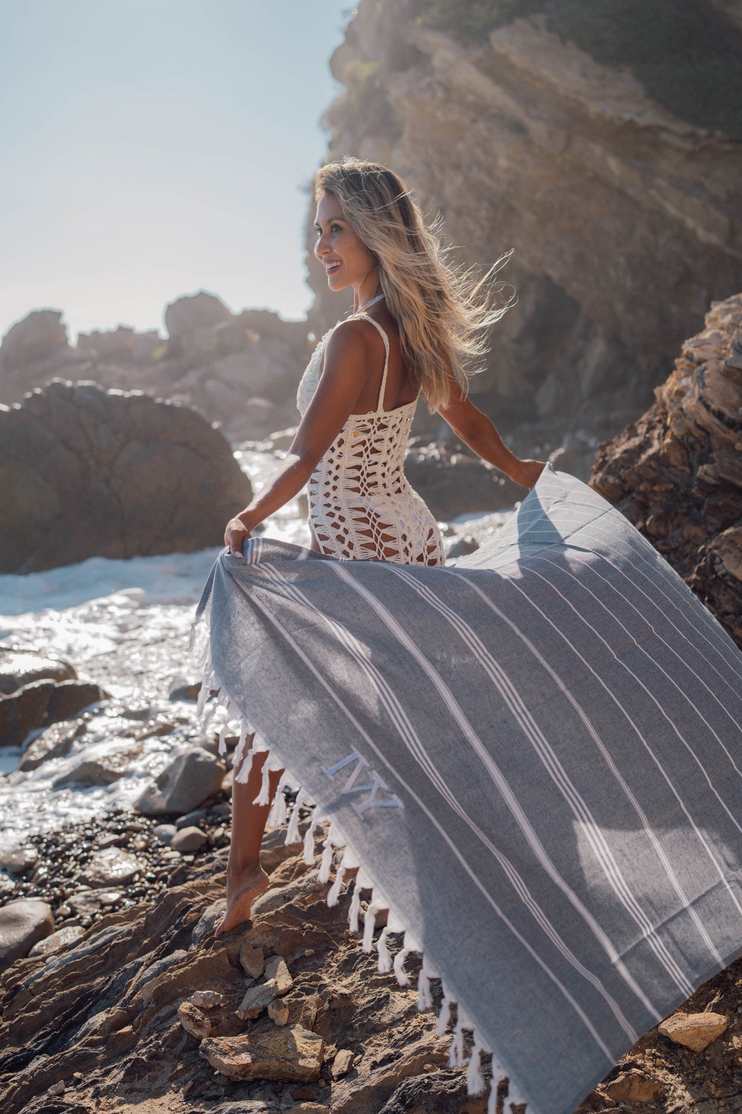 Pearl Woven Tassel Beach Towel