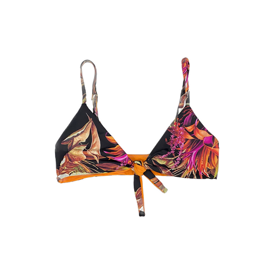 ECO PINK BIRDS REVERSIBLE TIE FRONT  BIKINI TOP