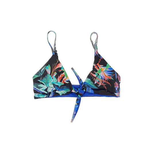 ECO BLUE BIRDS REVERSIBLE TIE FRONT BIKINI TOP