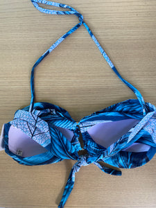 Blue Leaf Bandeau Bikini Top