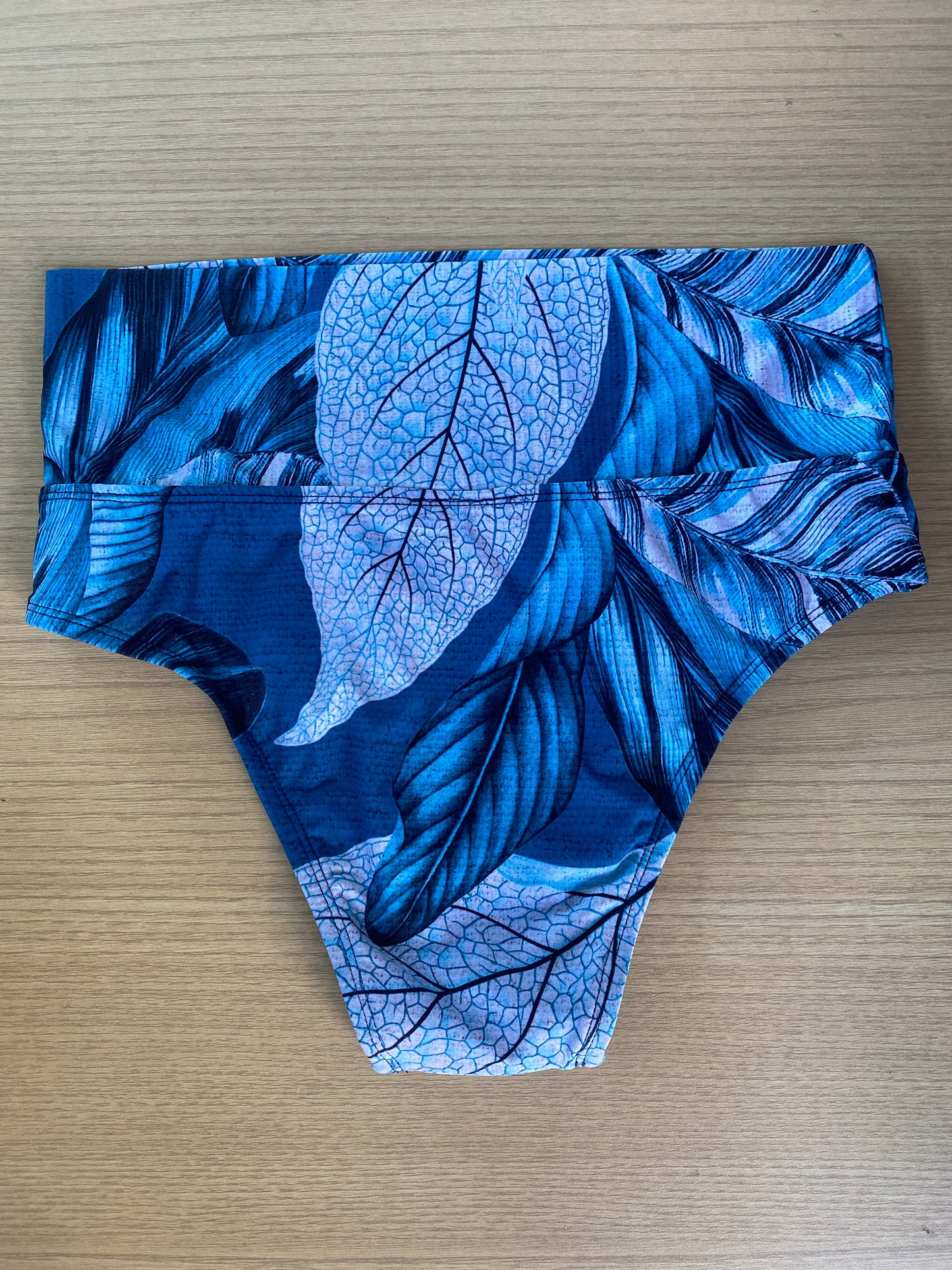 Blue Leaf High Waist Bikini Bottom